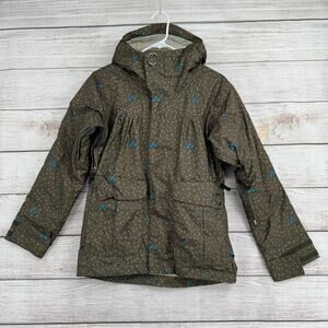 Bonfire Floral Fleece Lined Snowboarding Ski Jacket Womens XS Green Blue